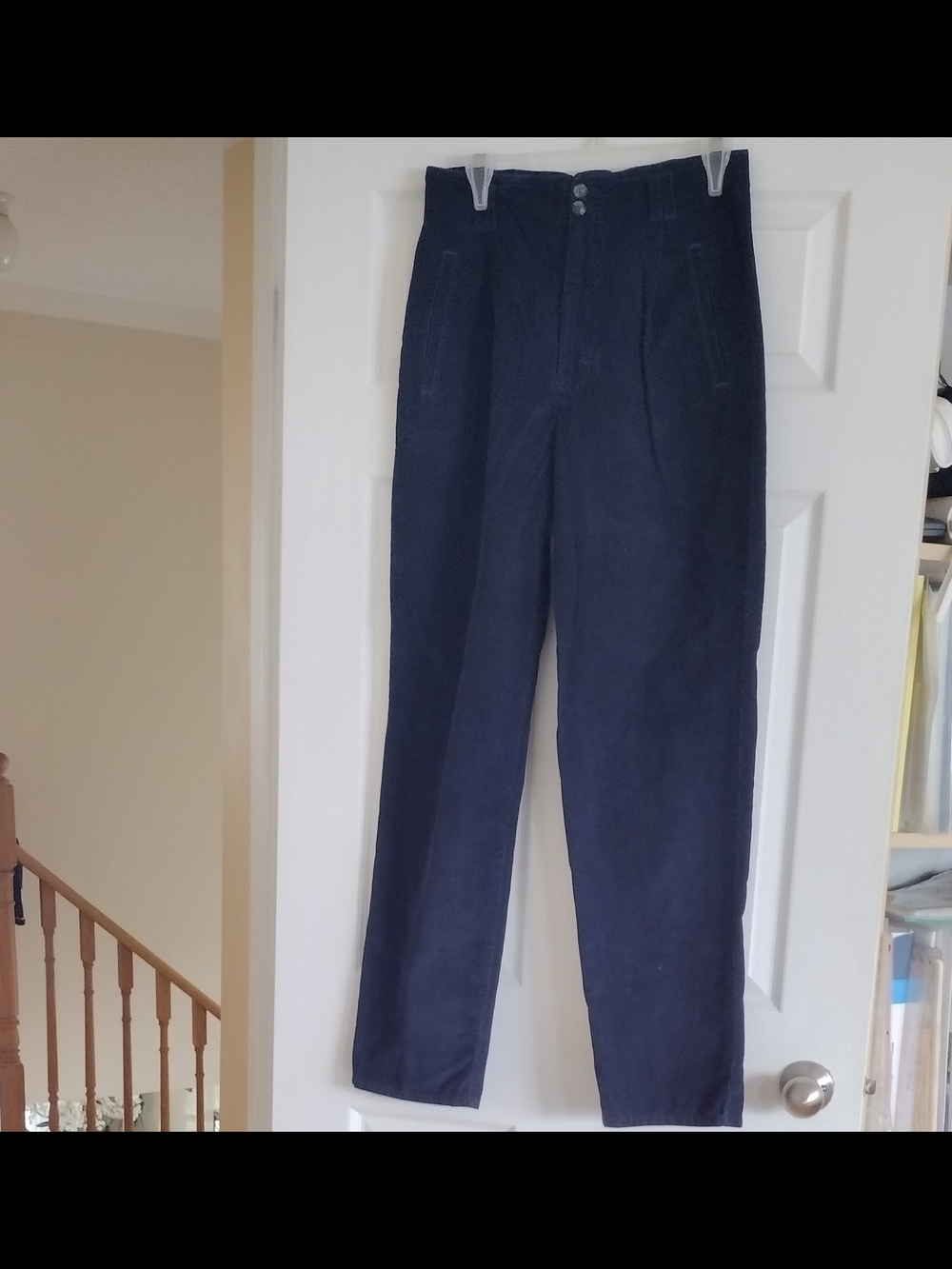 Gloria Vanderbilt Navy Corduroy Velvet High-waisted Pants